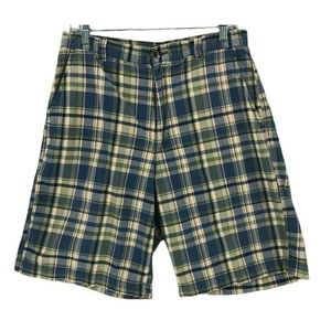 Club Room Shorts Mens 32 Blue Green Plaid Bermuda Casual Golf Outdoor Golfer EUC